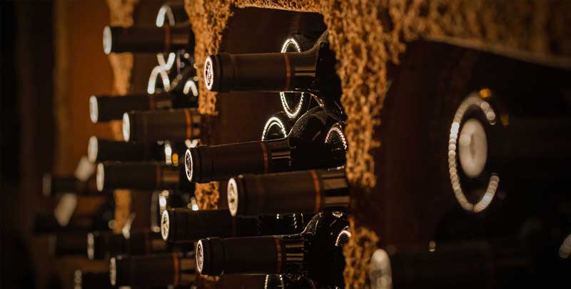 Bottles in the Wine Cave at Keever Vineyards